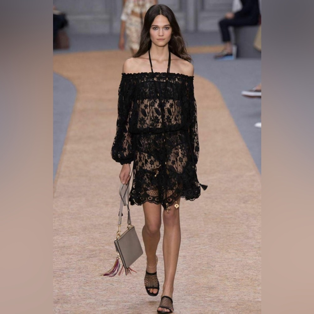 Chloe Runway Black Lace Dress